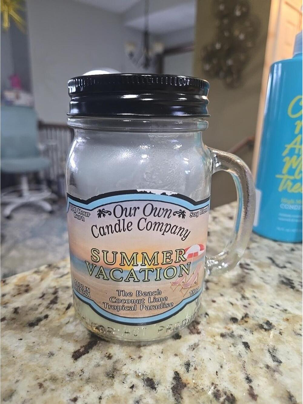 Summer Vacation Our Own Candle Company Mason Jar 100 Hour Burn Time, 13 Ounces